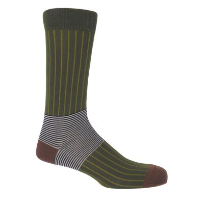 Oxford Stripe Men's Socks - Sage