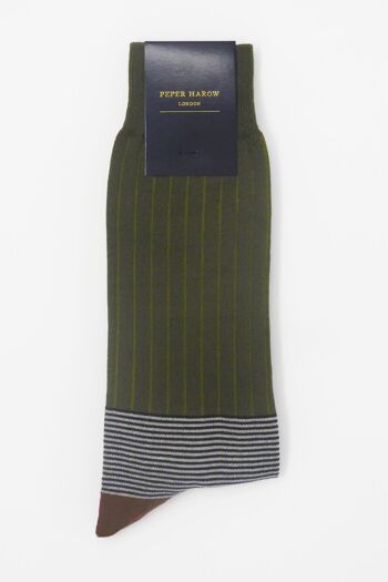 Chaussettes Homme Oxford Stripe - Sage 2