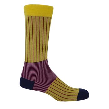 Chaussettes Homme Oxford Stripe - Jaune 1