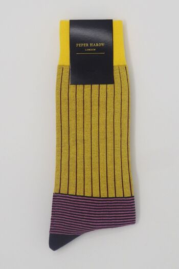 Chaussettes Homme Oxford Stripe - Jaune 2