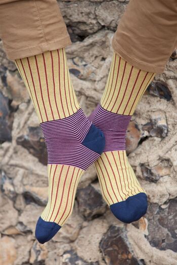 Chaussettes Homme Oxford Stripe - Jaune 3