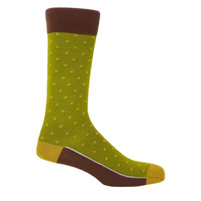 Pin Polka Herrensocken - Olive