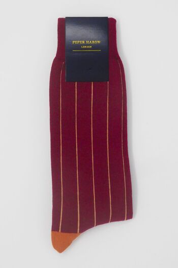 Chaussettes Homme Pin Stripe - Crimson 2