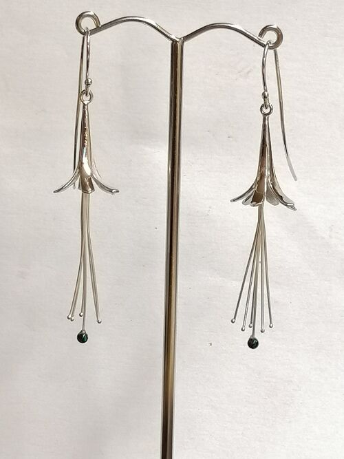 Agapanthus drops hand made from Silver set with an Opal bead