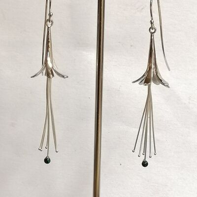 Agapanthus drops hand made from Silver set with an Opal bead