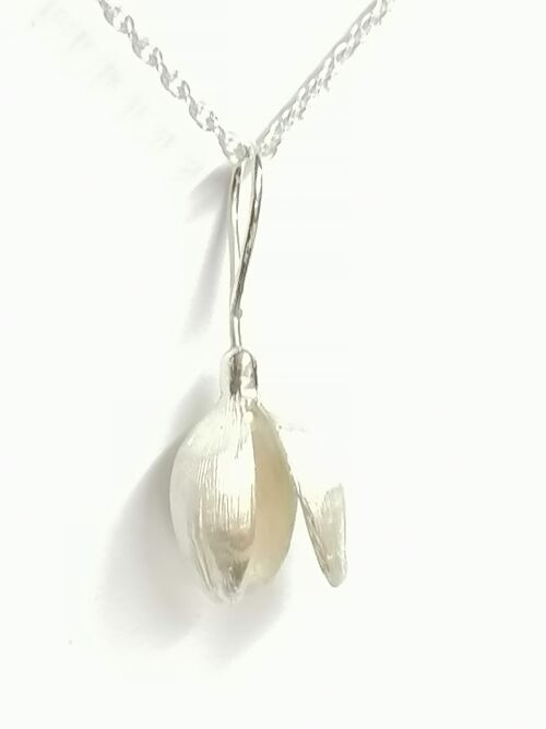 Snowdrop necklace hand made from Sterling Silver with an 18 inch chain