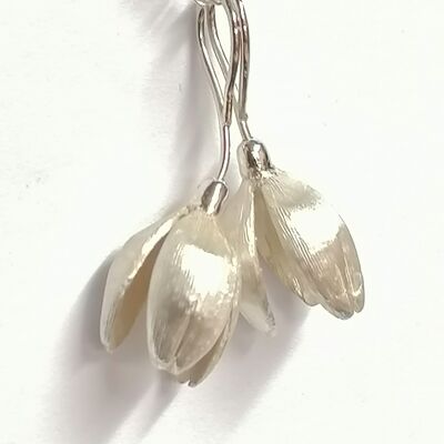 Double Snowdrop necklace hand made from Sterling Silver with an 18 inch chain