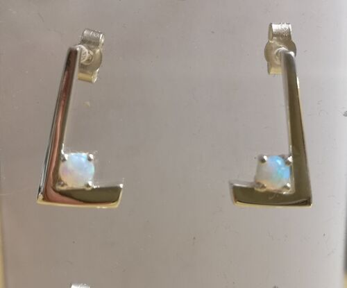 TickTock studs made from Silver set with an Opal