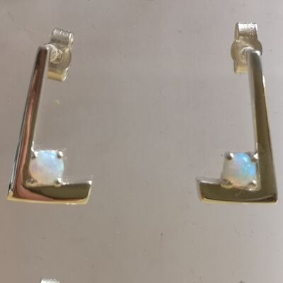 TickTock studs made from Silver set with an Opal