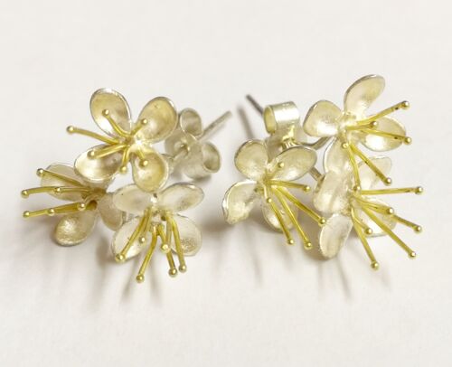 Meadow Rue earstuds hand made from Silver and Gold