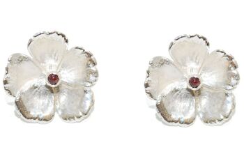 Clous d'oreilles Rockrose en Argent et sertis d'une Tourmaline Rose 4