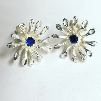 Silver earstuds set with Sapphires