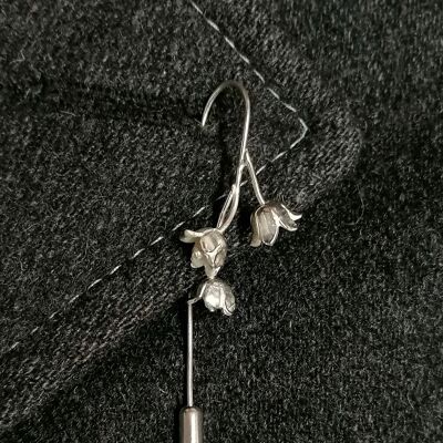 Lily of the Valley pin hand made from Sterling Silver