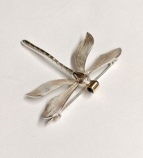 Dragonfly brooch, made from Silver with Sapphire eyes set in 18ct Gold