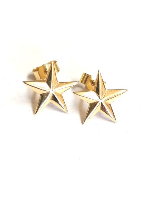 Star earstuds made from 18ct yellow gold