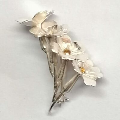 Primrose spray brooch set with 4 x Citrines and made from Sterling Silver