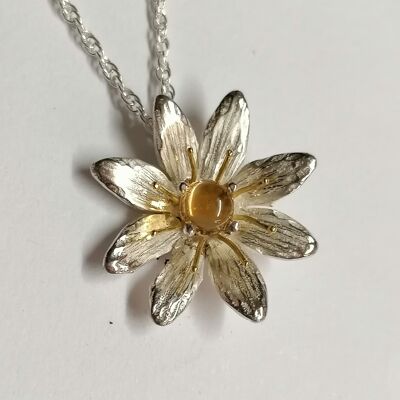 Celandine pendant hand made from Silver set with a 5mm Citrine