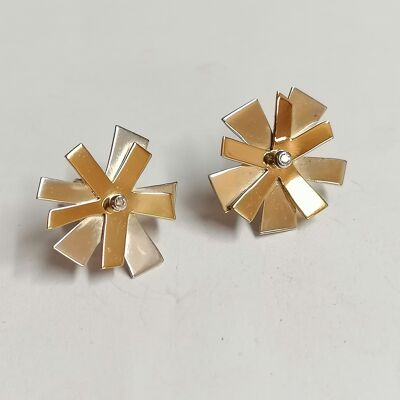 Morning Glory Gold and Silver, Diamond set studs