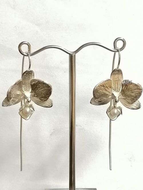 Orchid drop earrings made from Silver