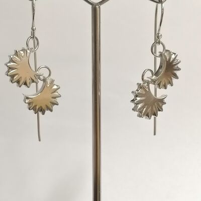 Hedgehog Moon drop earrings hand made from Silver