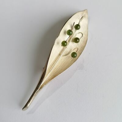 Broche Muguet en Argent serti de Jade Néphrite