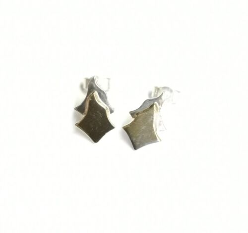 Flame earstuds in Silver and 9ct gold