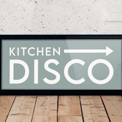 Kitchen Disco gerahmter Druck grüner schwarzer Rahmen