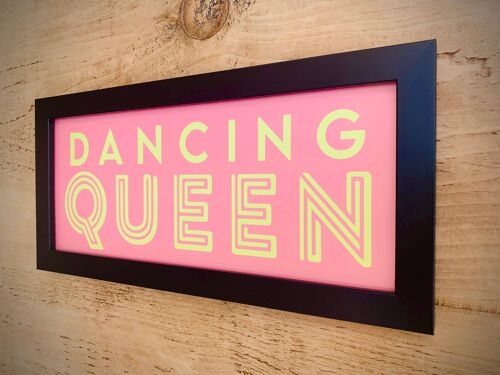 Dancing Queen Framed Sign Pink
