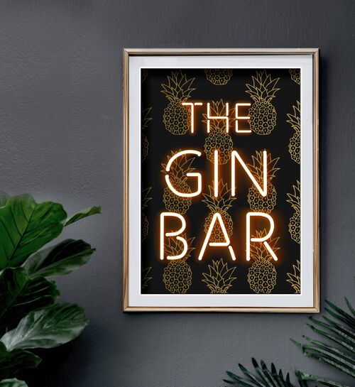 The Gin Bar Printed Neon Effect Art Print A4