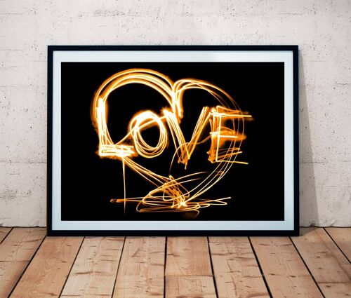 LOVE HEART Printed Neon Effect Art Print A4