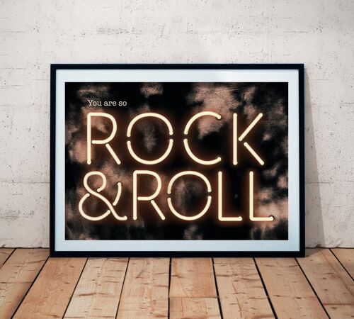 Rock and Rock Printed Neon Effect Art Print A3