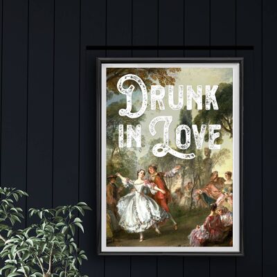 Ubriaco innamorato stampa d'arte alterata vintage A4