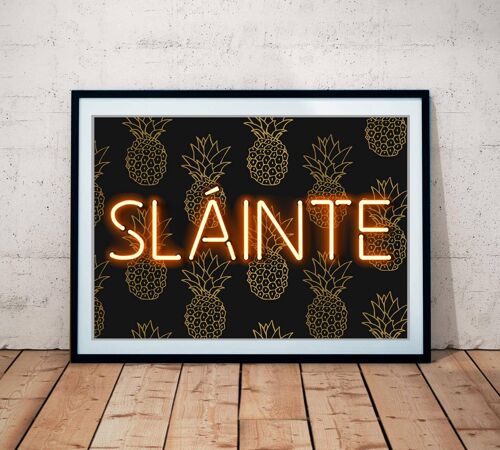 SLÀINTE neon effect art print A4