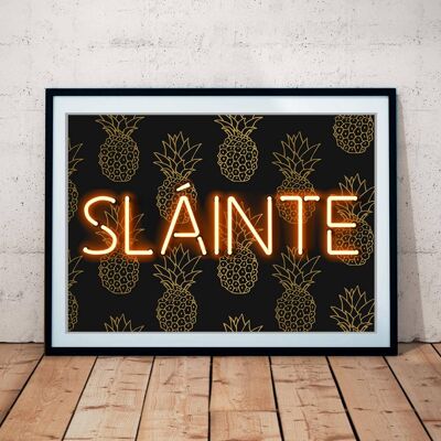 SLÀINTE Kunstdruck mit Neoneffekt A4