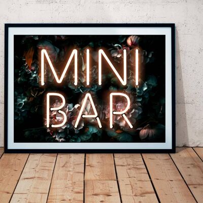 Mini Bar Printed Neon Effect Art Print A4