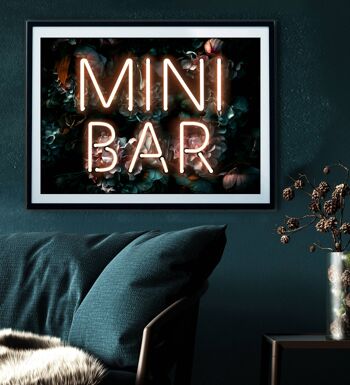 Mini Bar Imprimé Effet Néon Impression d'Art A4 2