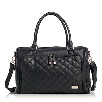 Double Zip Satchel Changing Bag Black Quilted