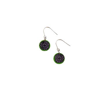 Boucles d'oreilles mi-longues Toive - Vert/lavande 1