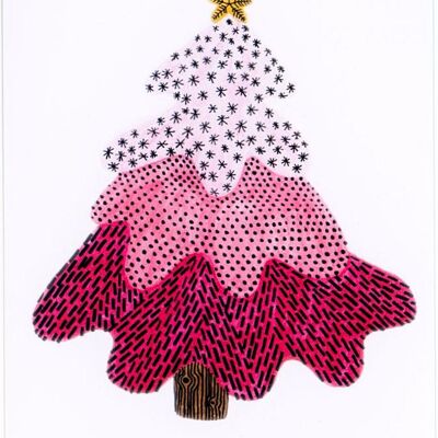 Cartolina rosa dell'albero di Natale