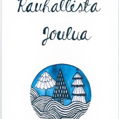 Rauhallista Joulua blaue Postkarte