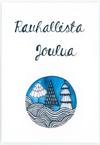 Rauhallista Joulua Bleu Carte postale