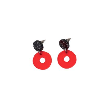 Edition Limitée : Boucles d'oreilles Soma - Paillettes noires/Givre rouge