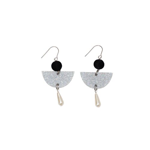 Limited Edition: Sievä Earrings - Steel/black/Silver glitter