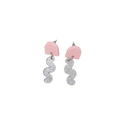 Limited Edition: Hilpeä Earrings - Pink/silver glitter