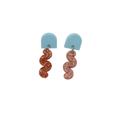 Limited Edition: Hilpeä Earrings - Light Blue/Orange glitter