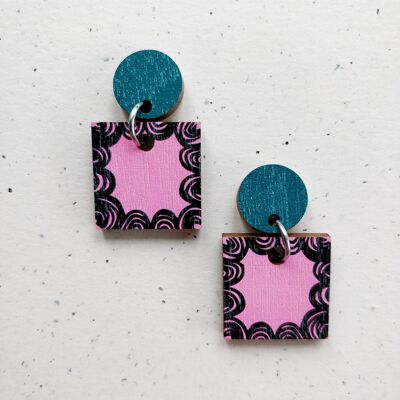 Boucles d'Oreilles Tilkku Vert/Rose