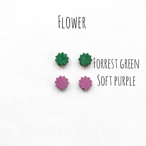 Herukka Stud Earrings - flower forest green
