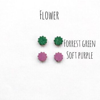 Boucles d'oreilles puces Herukka - fleur mauve doux 1