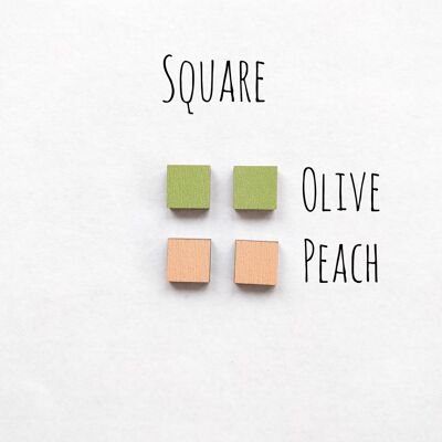 Herukka Stud Earrings - square olive