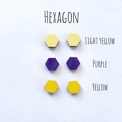 Boucles d'oreilles clous Herukka - Hexagone jaune clair